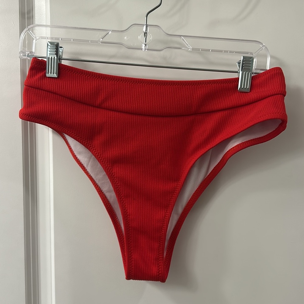 Women’s Red Ribbed Bikini Set (Large) - Picture 6 of 7